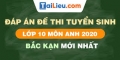 Đề thi tuyển sinh lớp 10 môn Anh 2020 tỉnh Bắc Kạn có lời giải