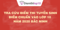 Tra cứu điểm thi tuyển sinh 2020, điểm chuẩn lớp 10 Bắc Ninh